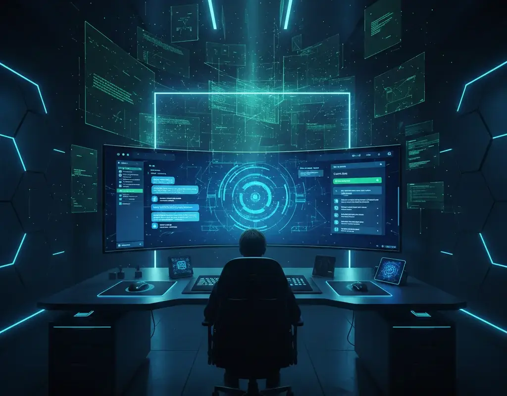 Futuristic AI search interface representing Generative Engine Optimisation